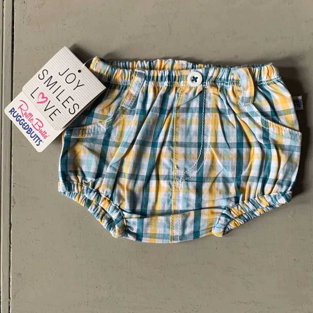 Rugged Butts by Ruffle Butts Boys Seersucker Bloomer/Diaper Cover NWT size 0-3m